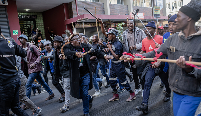 March and March supporters demonstrate in Johannesburg on 30 June 2026. (Photo: Ihsaan Haffejee, GroundUp)